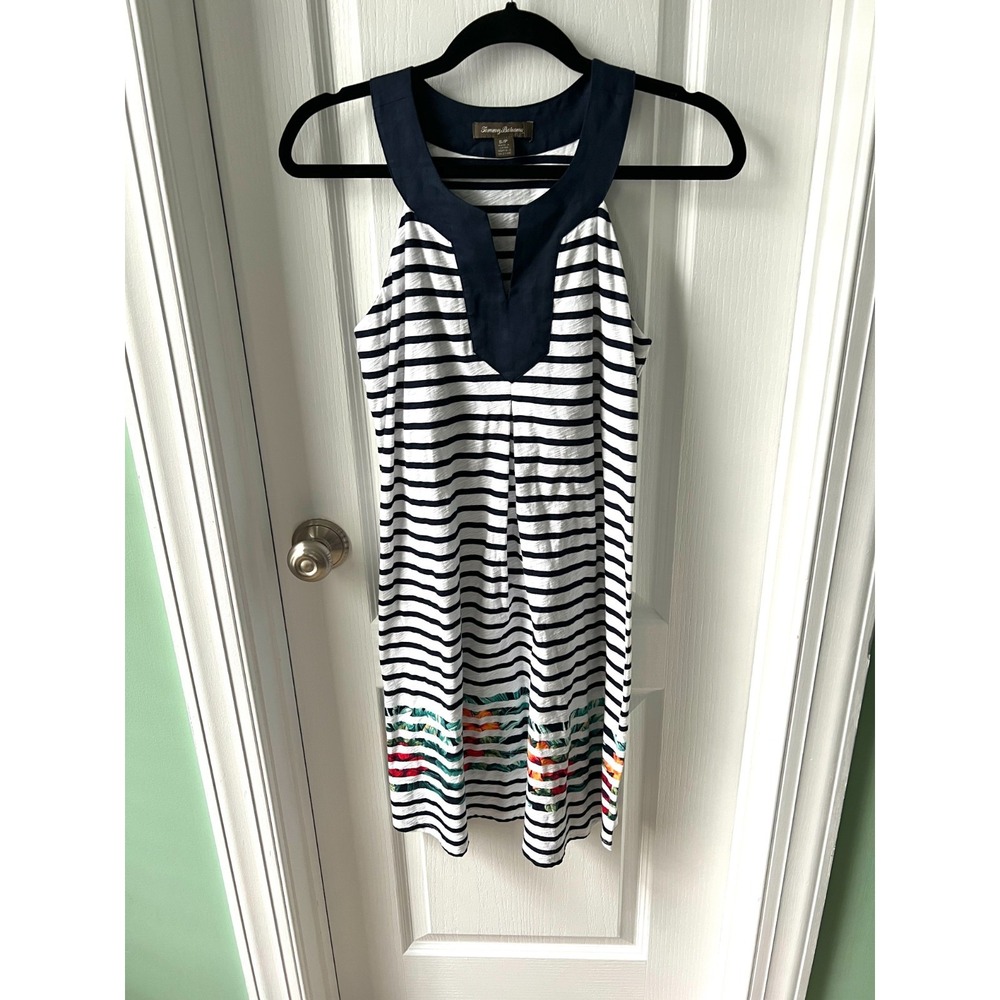 Tommy Bahama Womens Dress‎ Linen Blend Sleeveless Striped Floral Size Small